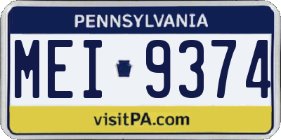 PA license plate MEI9374