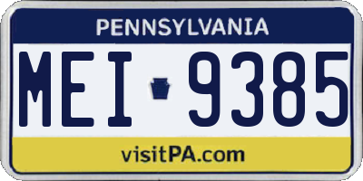 PA license plate MEI9385