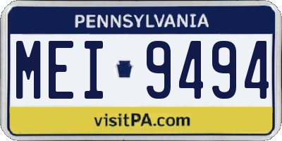 PA license plate MEI9494