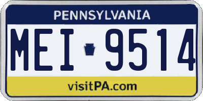 PA license plate MEI9514