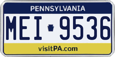 PA license plate MEI9536