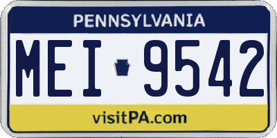 PA license plate MEI9542