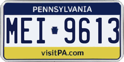 PA license plate MEI9613