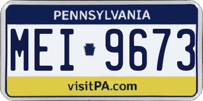PA license plate MEI9673