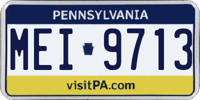 PA license plate MEI9713
