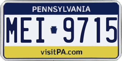 PA license plate MEI9715