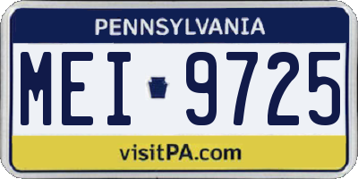 PA license plate MEI9725