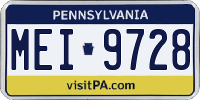 PA license plate MEI9728