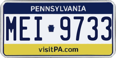 PA license plate MEI9733
