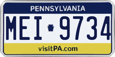 PA license plate MEI9734