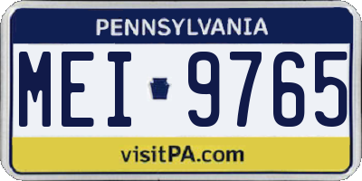 PA license plate MEI9765