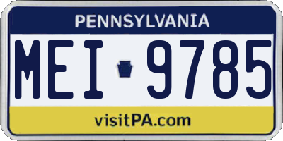 PA license plate MEI9785