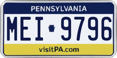 PA license plate MEI9796