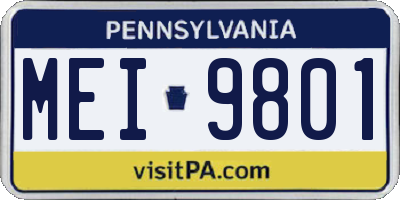 PA license plate MEI9801