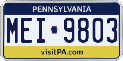 PA license plate MEI9803
