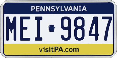 PA license plate MEI9847