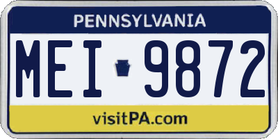 PA license plate MEI9872