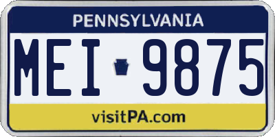 PA license plate MEI9875