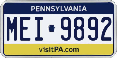 PA license plate MEI9892