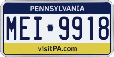 PA license plate MEI9918