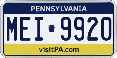 PA license plate MEI9920