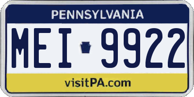 PA license plate MEI9922