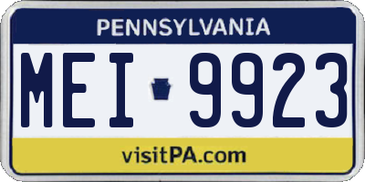 PA license plate MEI9923