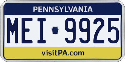 PA license plate MEI9925