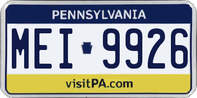 PA license plate MEI9926