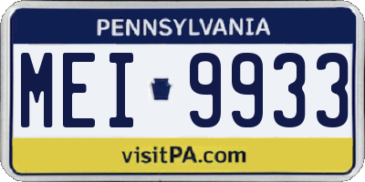 PA license plate MEI9933