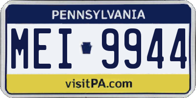 PA license plate MEI9944