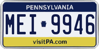PA license plate MEI9946