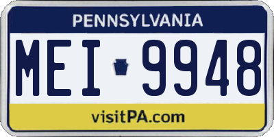 PA license plate MEI9948
