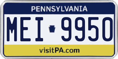 PA license plate MEI9950