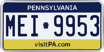 PA license plate MEI9953