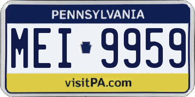 PA license plate MEI9959