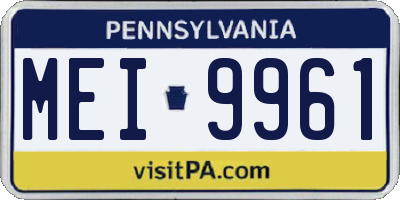 PA license plate MEI9961