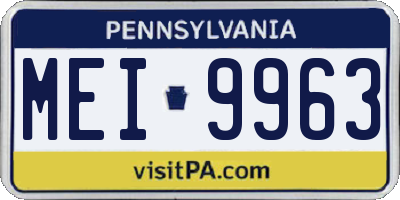PA license plate MEI9963