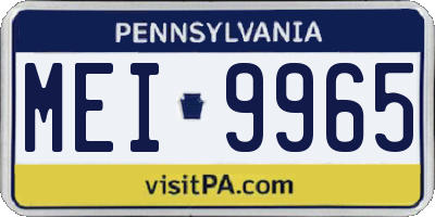 PA license plate MEI9965