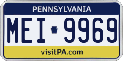 PA license plate MEI9969