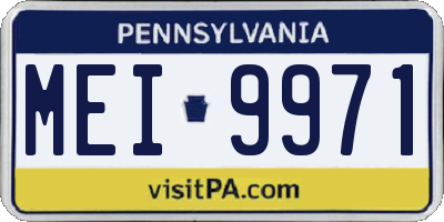 PA license plate MEI9971