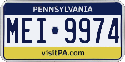 PA license plate MEI9974