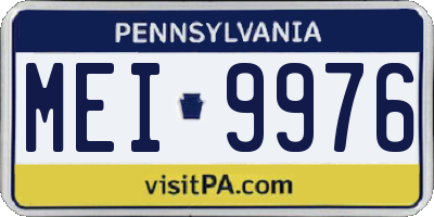 PA license plate MEI9976