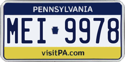 PA license plate MEI9978