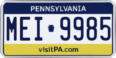 PA license plate MEI9985