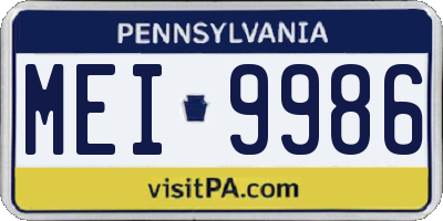 PA license plate MEI9986