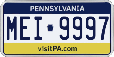 PA license plate MEI9997