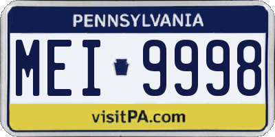 PA license plate MEI9998