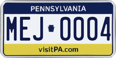 PA license plate MEJ0004