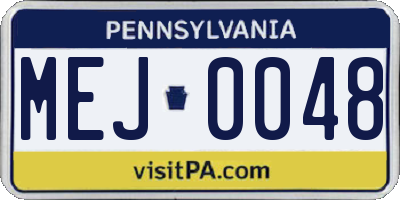 PA license plate MEJ0048